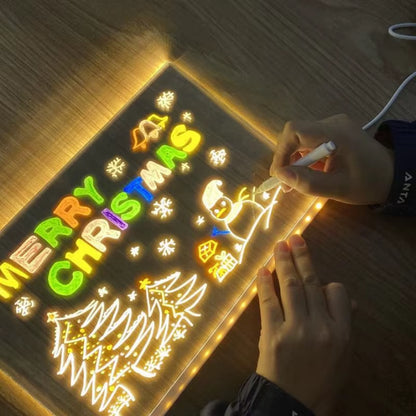 Led Note Board with Colors Led Letter Message Board Note Glass with 7 Colorful Pens Erasable Neon Sign Clear Glass Writing Board